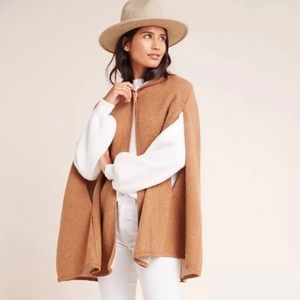 Anthropologie Tan hooded cape poncho, Akemi + Kin brand.